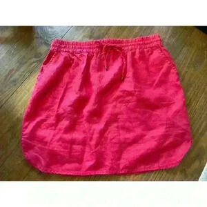 Willi Smith 100% linen Red Drawstring Waist Mini Skirt, M